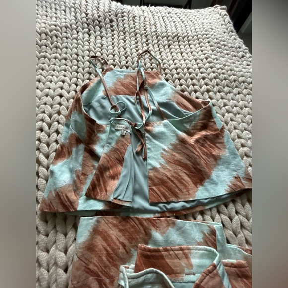 Anthropologie SET Camille Tie-Dye High-Waisted Culottes + Tie-Back Crop Top | M - Picture 4 of 16